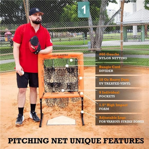 9 Hole Pitching Net with Strike Zone for Baseball & Softball Pitchers - Picture 6 of 6
